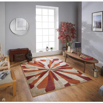 Portland 3337 E Modern Geometric Carved Durable Short Pile Terra/Red/Beige Rug-Melrose-Rug Love - The Most Loved Rug Store
